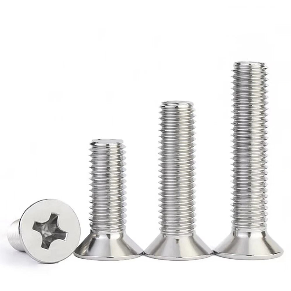 M2–M8 A4 Stainless Steel Phillips Countersunk Screws – Marine Grade, DIN 965, Fully Threaded (3–100mm)