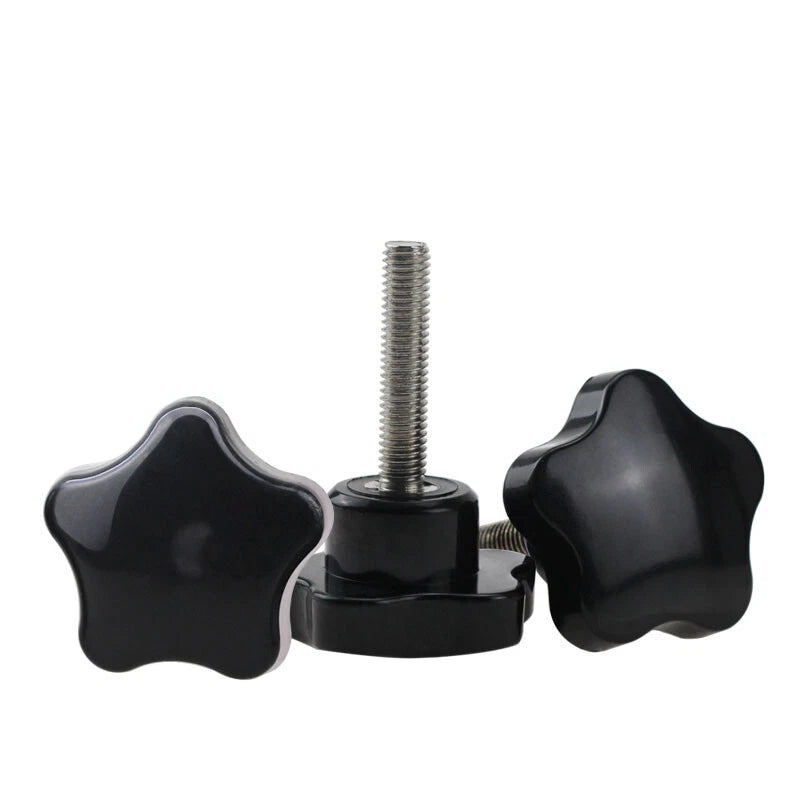Plastic Black Thumb Screw M5 M6 Male Thread Pentagram Star Knob Grip Hand Screws