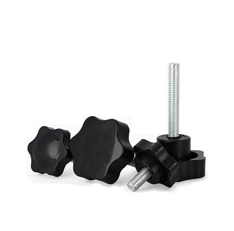 M8 Plastic Black Thumb Screw Male Thread Star Knob Grip Hand Tightening Screws