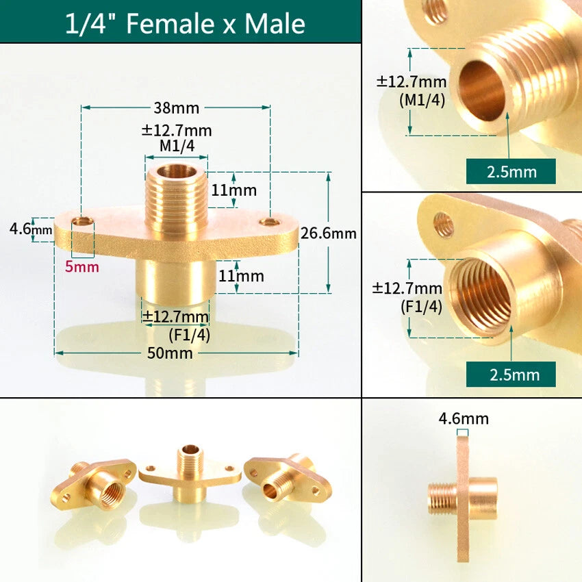 BSP Brass Pipe Fitting Connector Adapter – Flange Fixed, Female/Male Thread