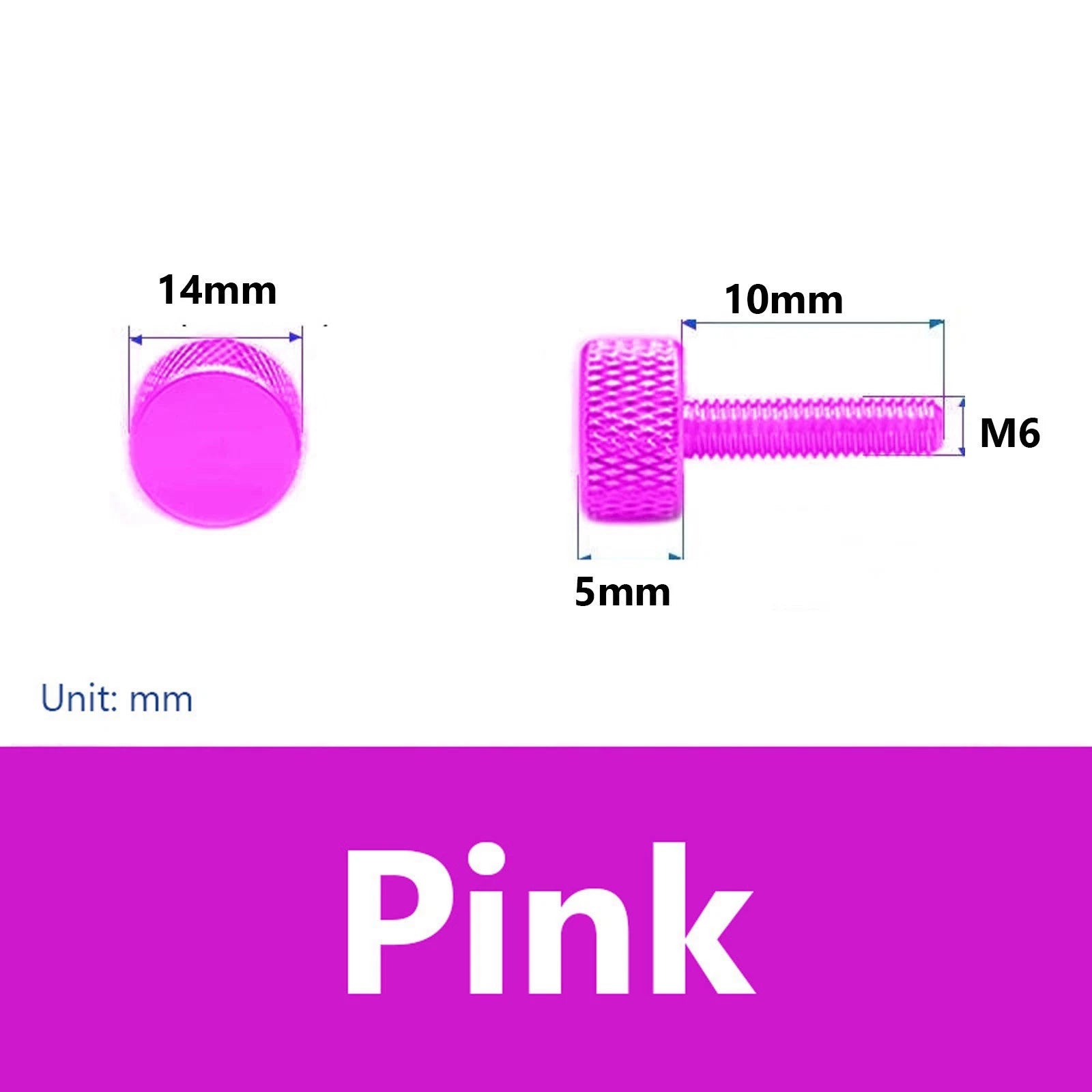 Knurled Thumb Screws M6 x 10mm Aluminum Alloy DIY Hand Tighten Grip Knob Bolts