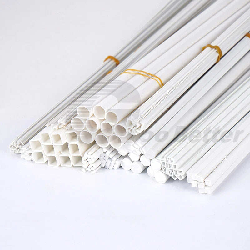 ABS Plastic Rods & Tubes – Round, Square, U/L/H-Profile Styrene Strips 250mm
