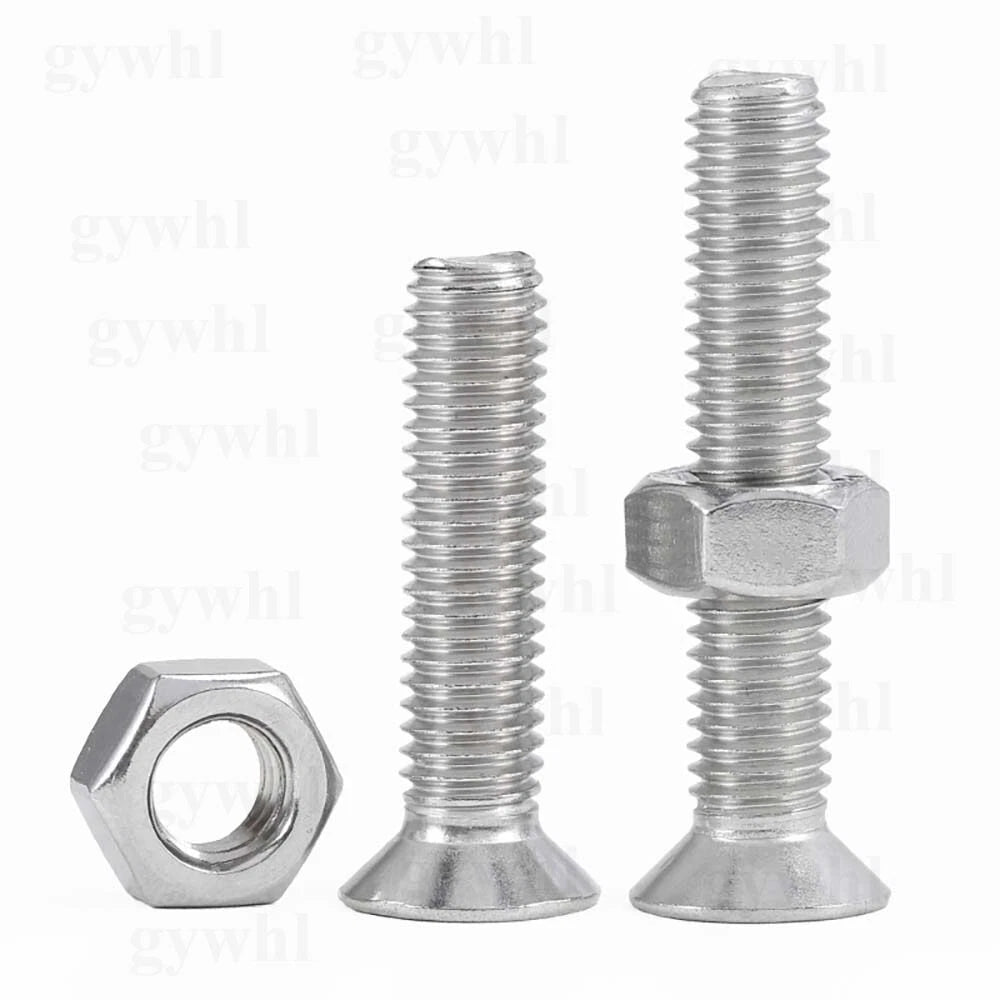 A2 Stainless Steel Phillips Countersunk Machine Screws with Nuts – M2 to M10, Flat Head, Rust‑Resistant
