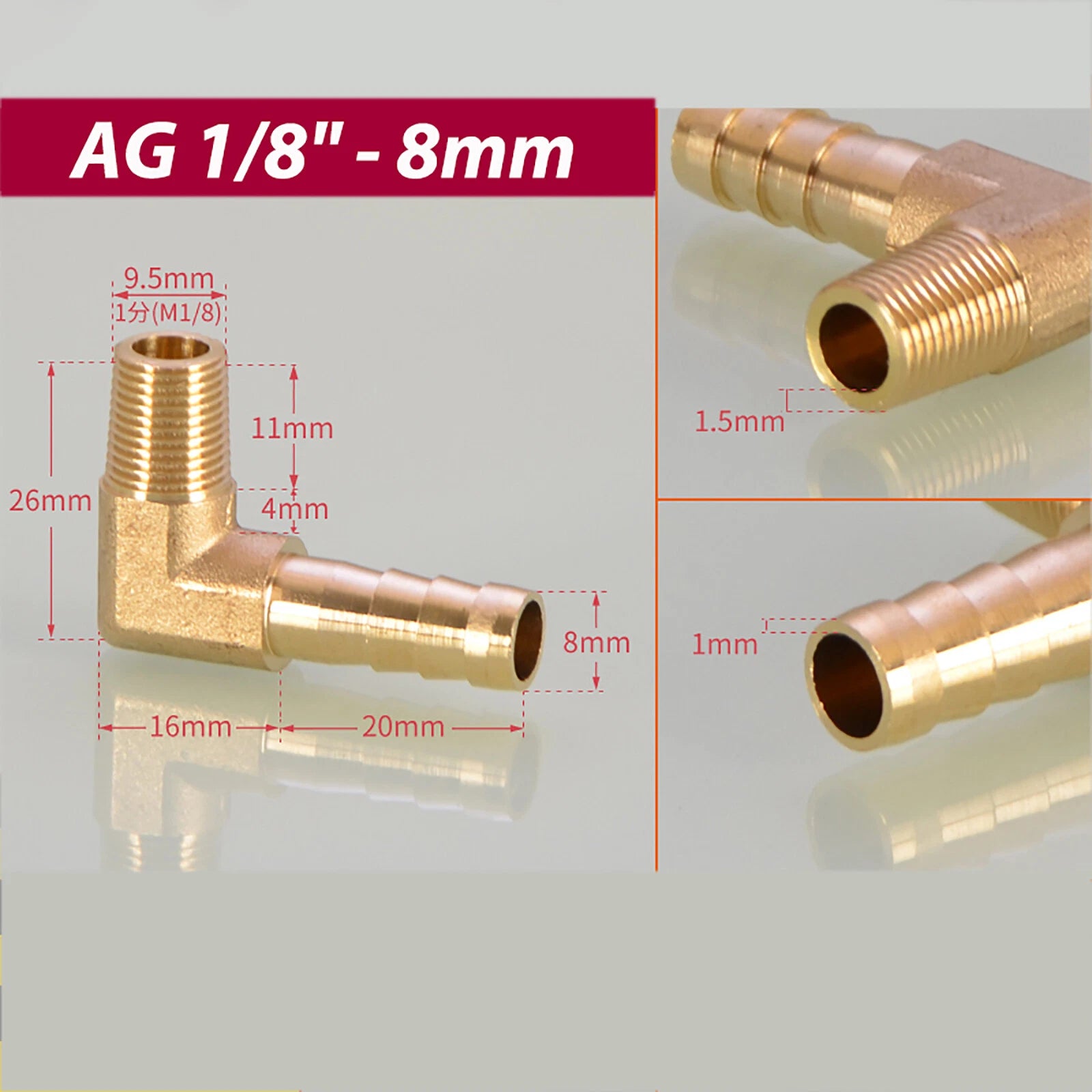 Brass 90° BSP Male Elbow x Barbed Hose Tail Fitting – Air & Water Pipe Connector