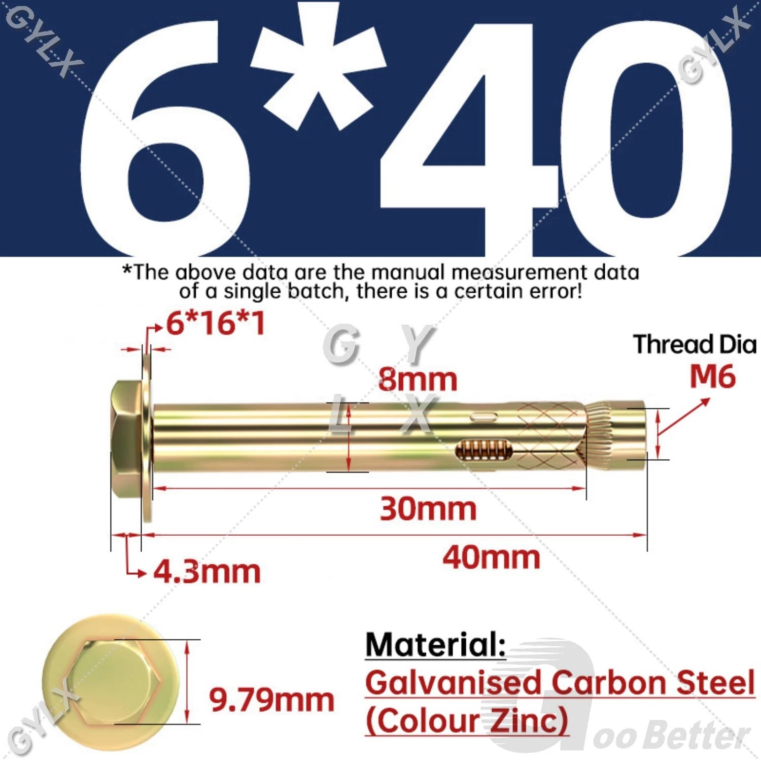 Sleeve Anchor Expansion Bolts for Masonry – Zinc Plated | M6 M8 M10 M12 M16