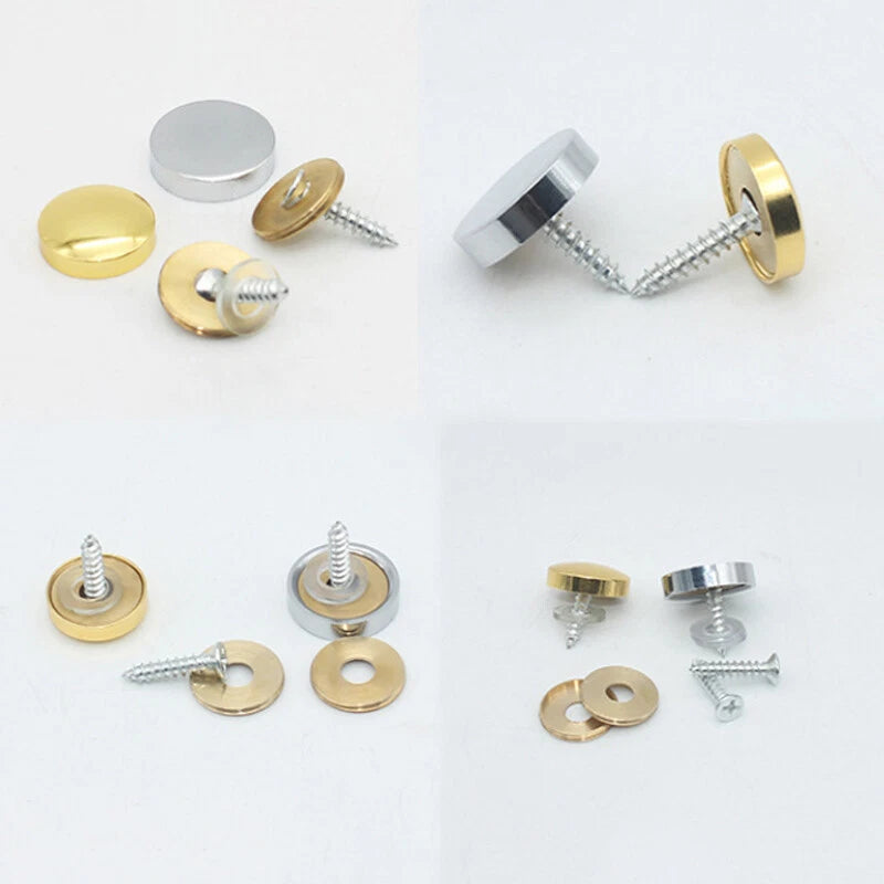 Mirror Screws Cap – Brass Chrome Decorative Cover Caps (10mm to 25mm) for Glass & Furniture – Silver/Gold