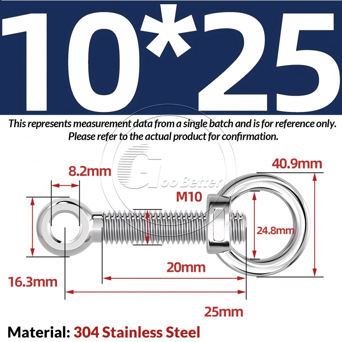 M10 M12 M14 Stainless Steel Eye Bolt & Eye Nut Set — A2 - 304, Threaded Lifting Ring - HomeDIYer