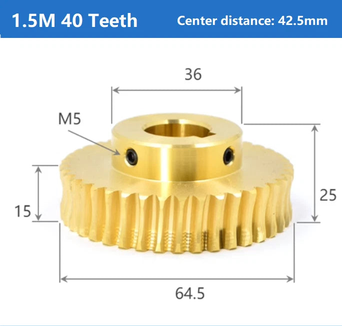 Module 1.5M Brass Worm Gear Wheel 20/25/30/40T Teeth  Worm Gears Bore 8-20mm