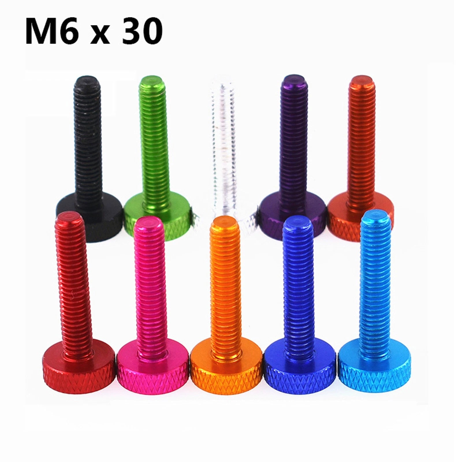 M6x30mm Knurled Thumb Screws Aluminum Alloy DIY Hand Tighten Grip Knob Bolts