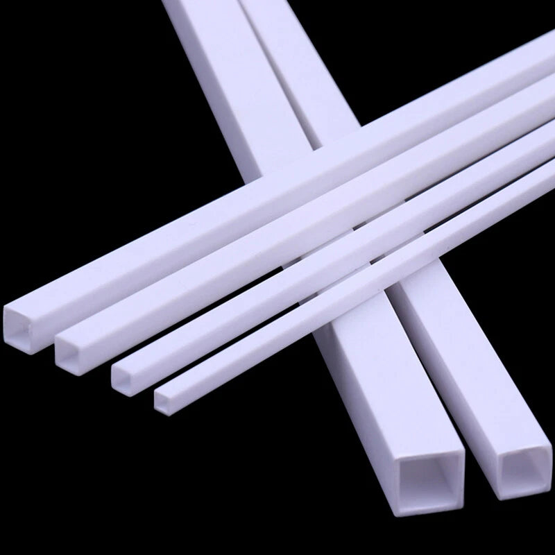 ABS White Square Tube Pipe 250mm — Plastic Styrene for Scale Models & DIY Crafts