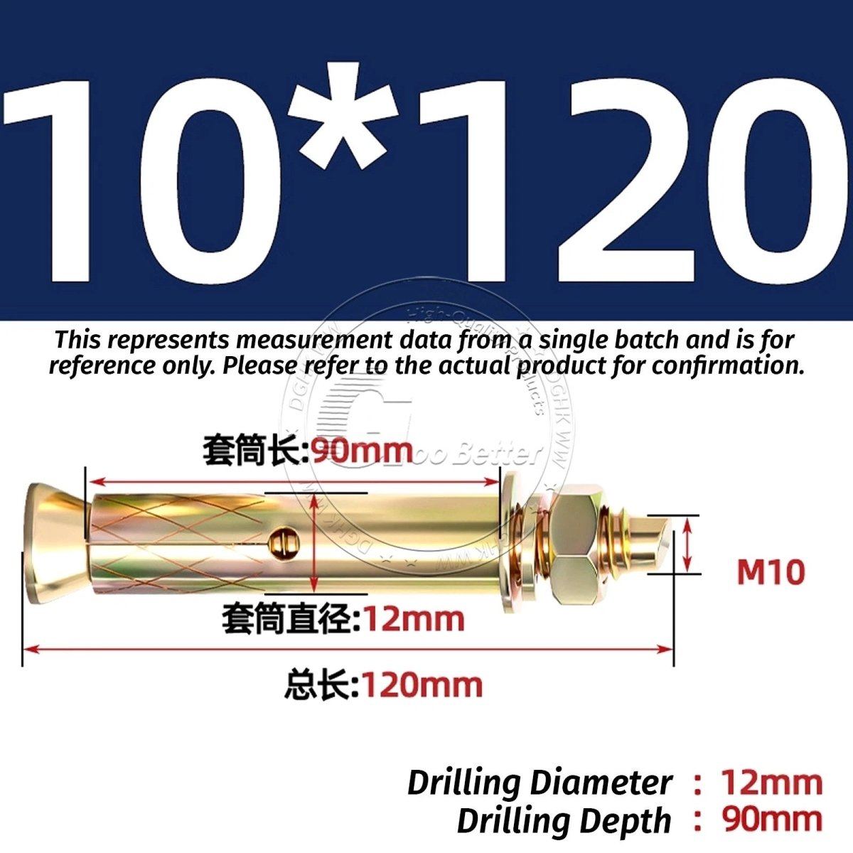 Concrete Expansion Anchor Bolts M6–M20, Extra Long Masonry Wall Screws – Iron Blue White Zinc / Iron - colour Zinc - HomeDIYer