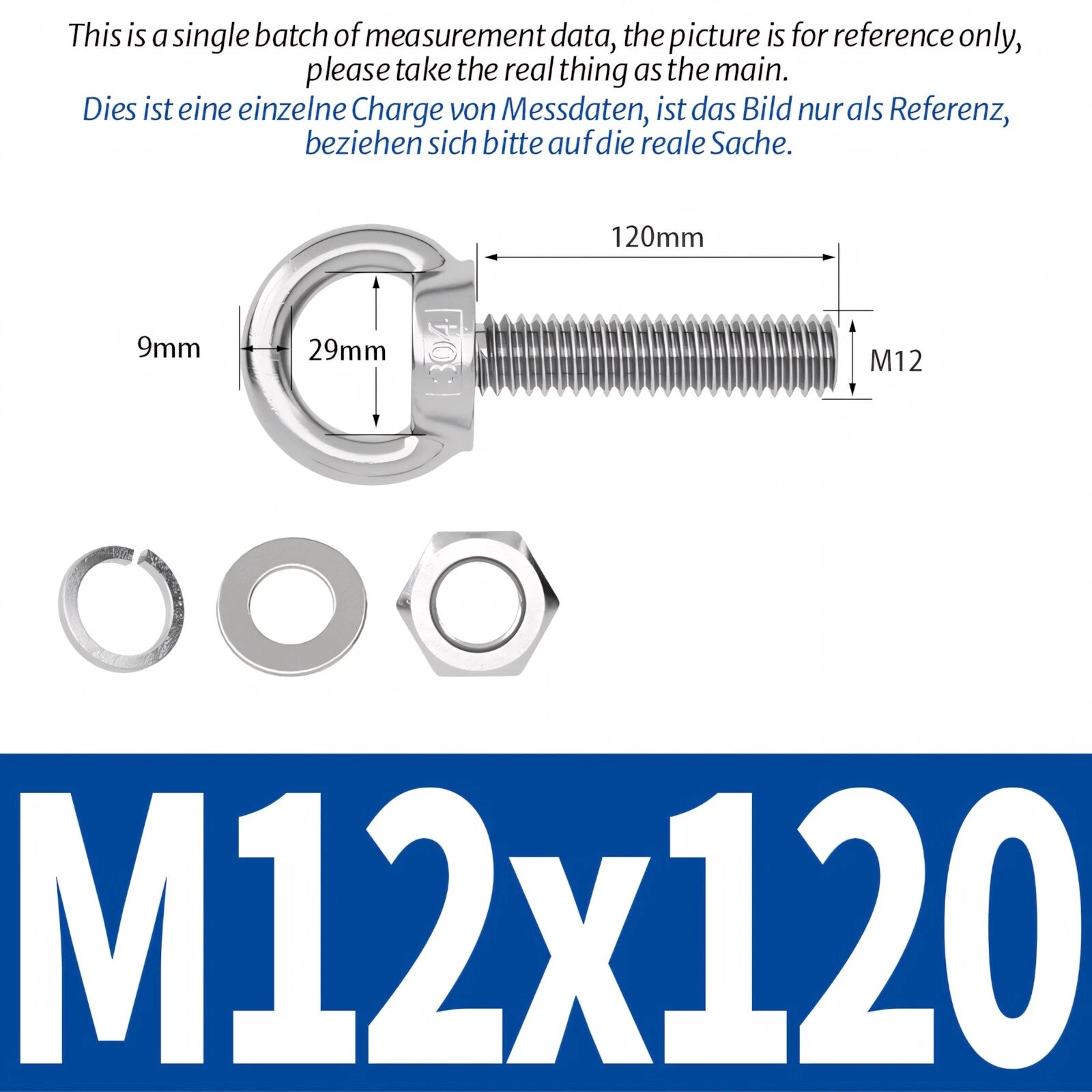 M3 M4 M5 - M20 Eye Bolts Kit Screws Nut Washer Long Boat Stainless Steel A2 304