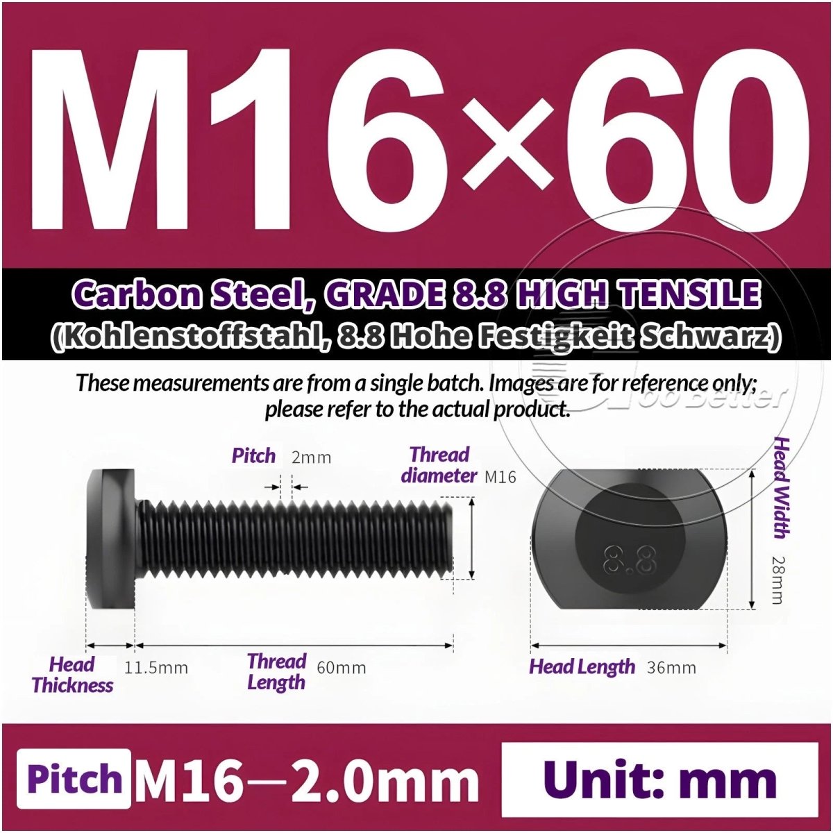 T - Slot Bolts M6 to M20 | Grade 8.8 High Tensile | T - Track Bolts 16mm–500mm - HomeDIYer