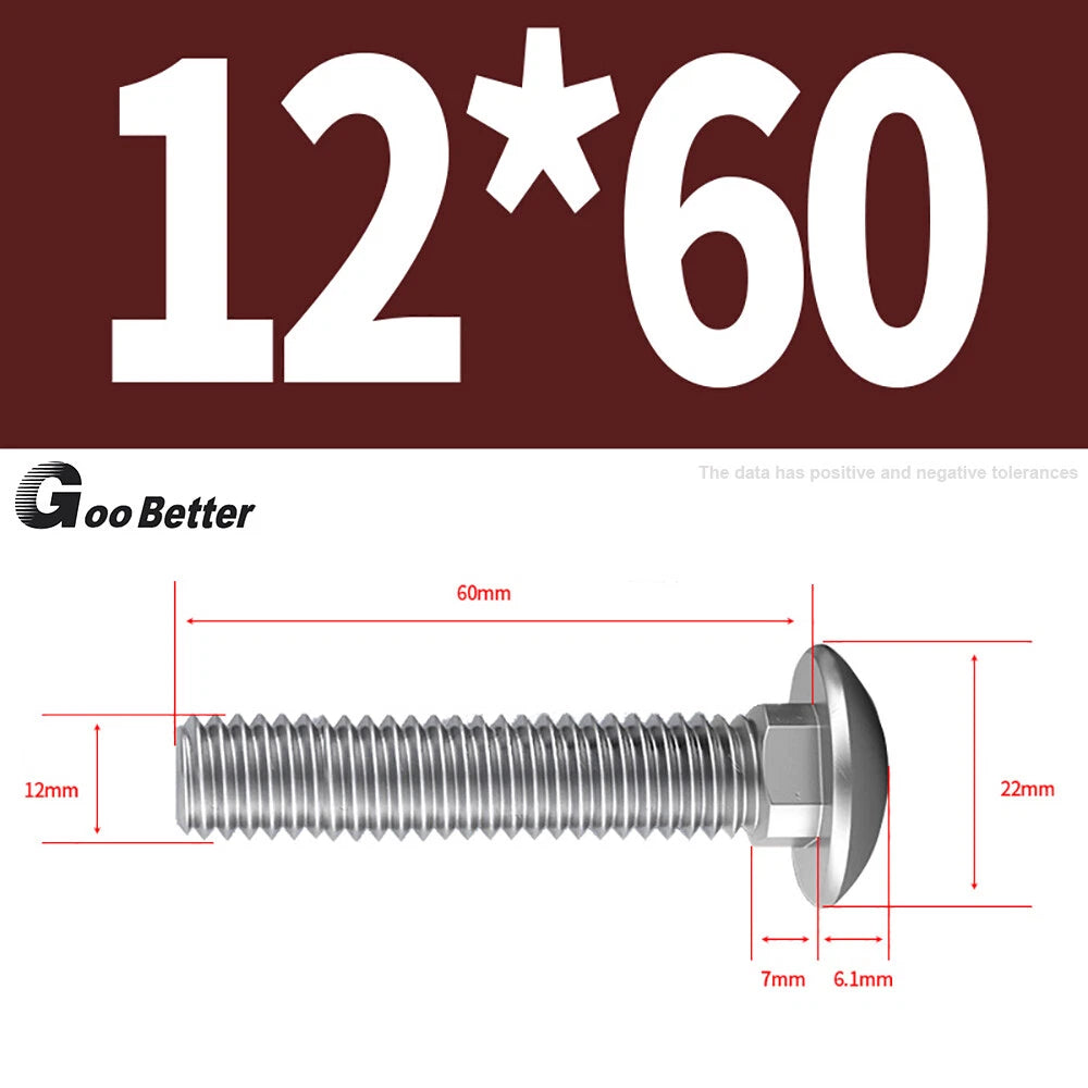 M4–M12 Carriage Bolts A2 Stainless Steel | Cup Square Neck Screws