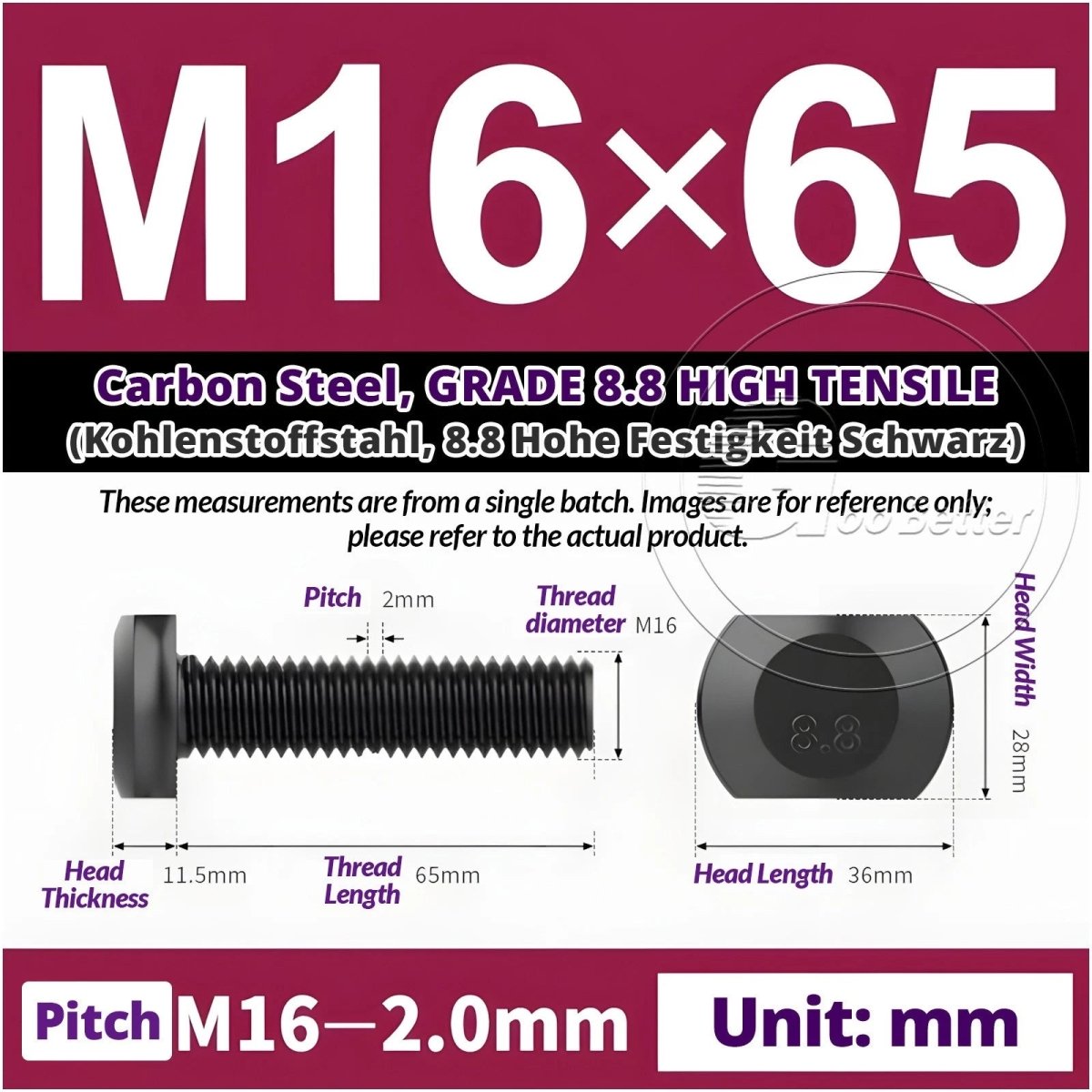 T - Slot Bolts M6 to M20 | Grade 8.8 High Tensile | T - Track Bolts 16mm–500mm - HomeDIYer