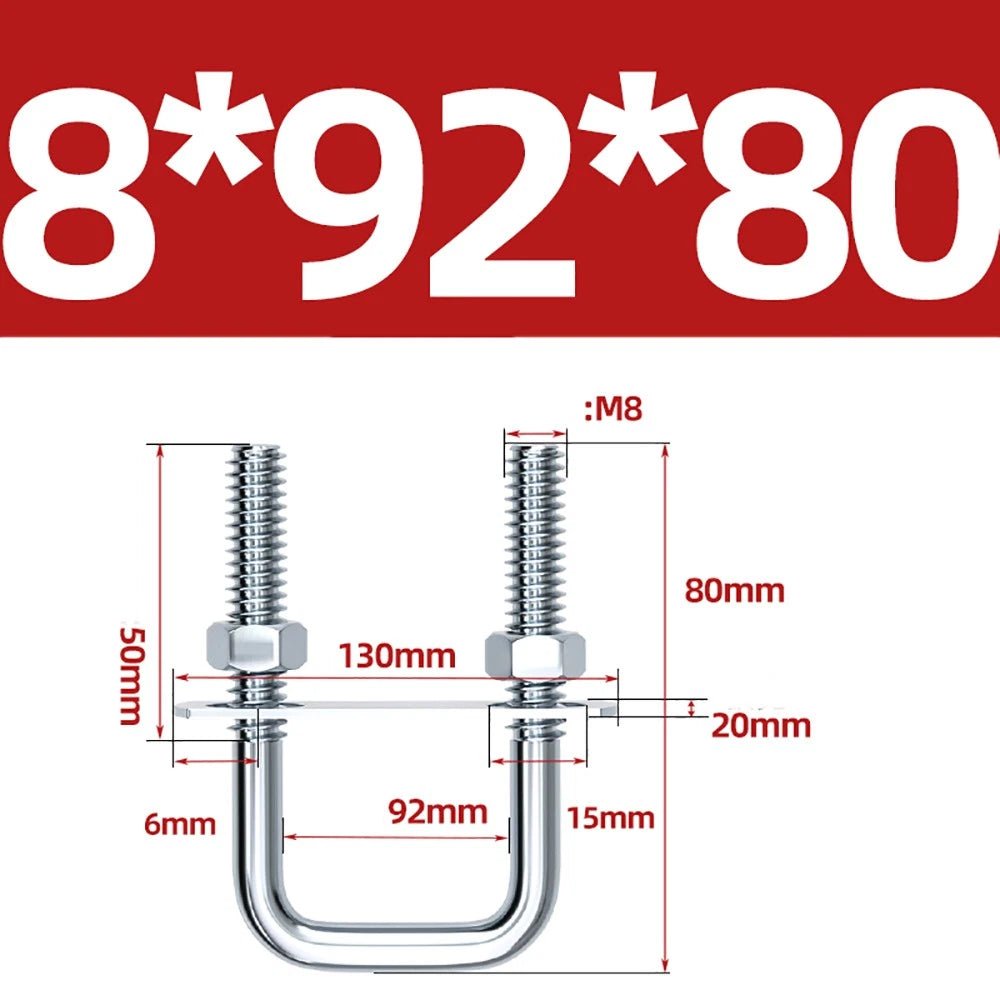 Square U - Bolts with Plate and Nuts – M6 M8 M10 M12 Zinc Plated, Trailer & Pipe Clamp Fasteners - HomeDIYer