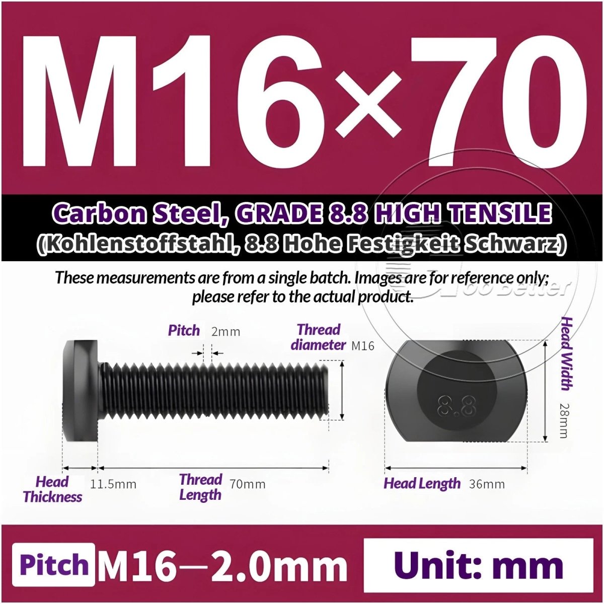 T - Slot Bolts M6 to M20 | Grade 8.8 High Tensile | T - Track Bolts 16mm–500mm - HomeDIYer