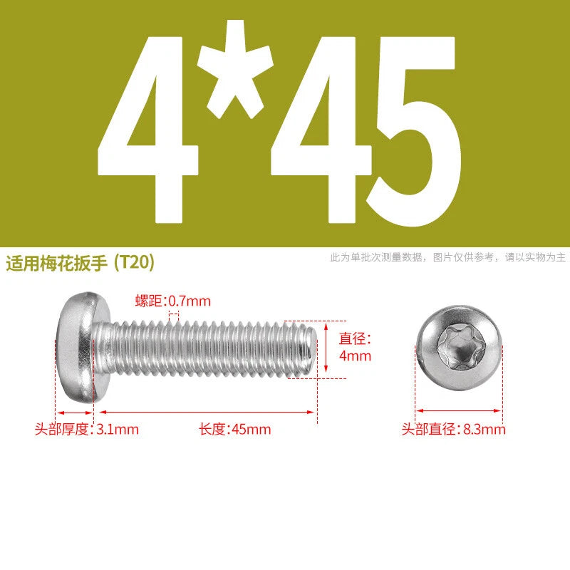 M1.6 M2 M3 M4 M5 M6 M8 M10 Torx Pan Head Machine Screws Bolts A2 Stainless Steel