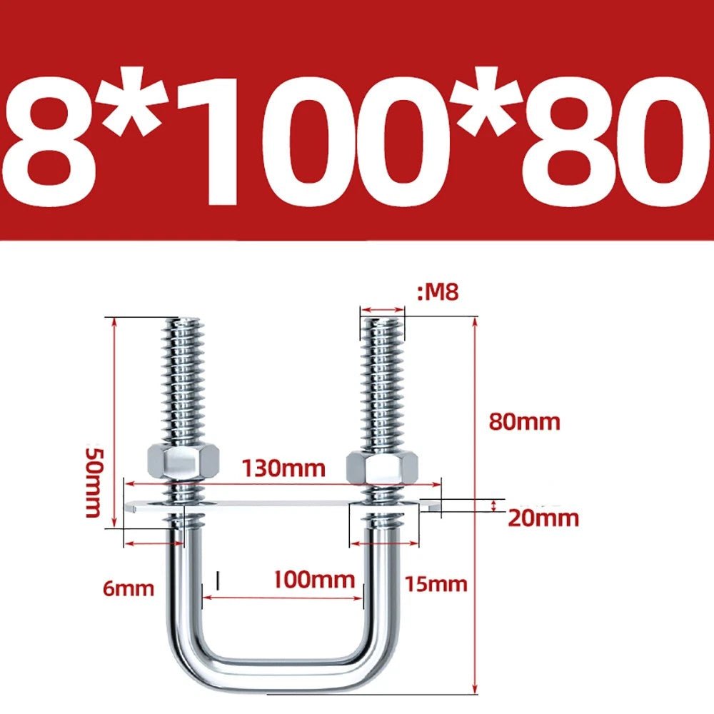 Square U - Bolts with Plate and Nuts – M6 M8 M10 M12 Zinc Plated, Trailer & Pipe Clamp Fasteners - HomeDIYer