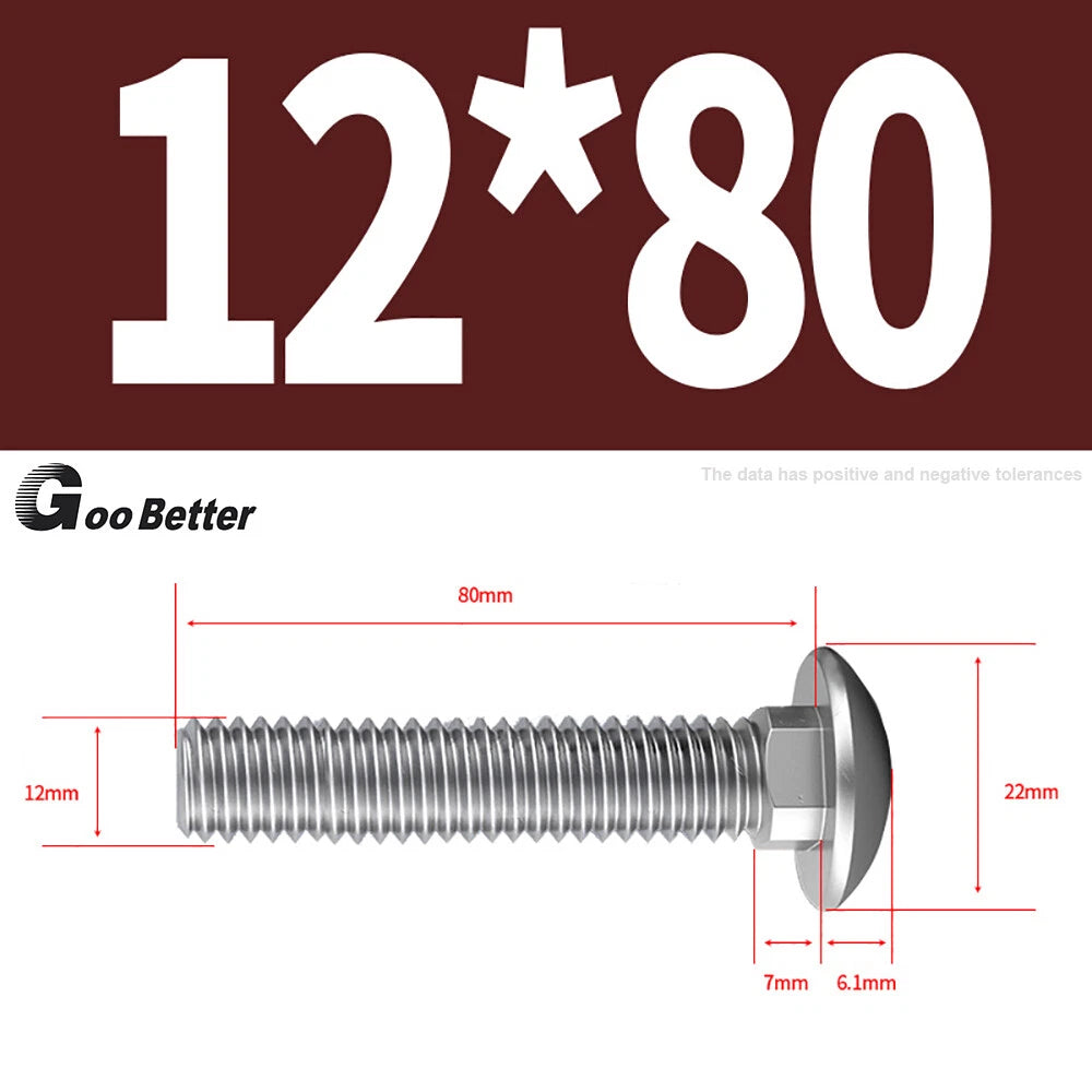 M4–M12 Carriage Bolts A2 Stainless Steel | Cup Square Neck Screws