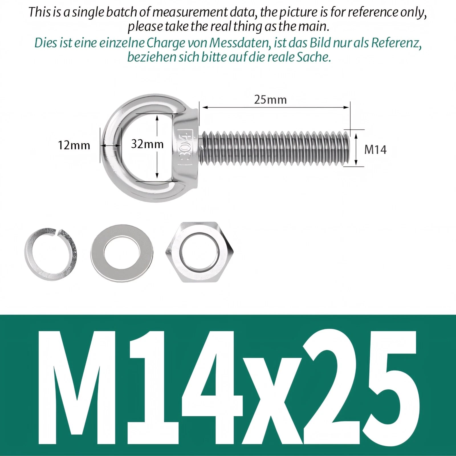 M3 M4 M5 - M20 Eye Bolts Kit Screws Nut Washer Long Boat Stainless Steel A2 304