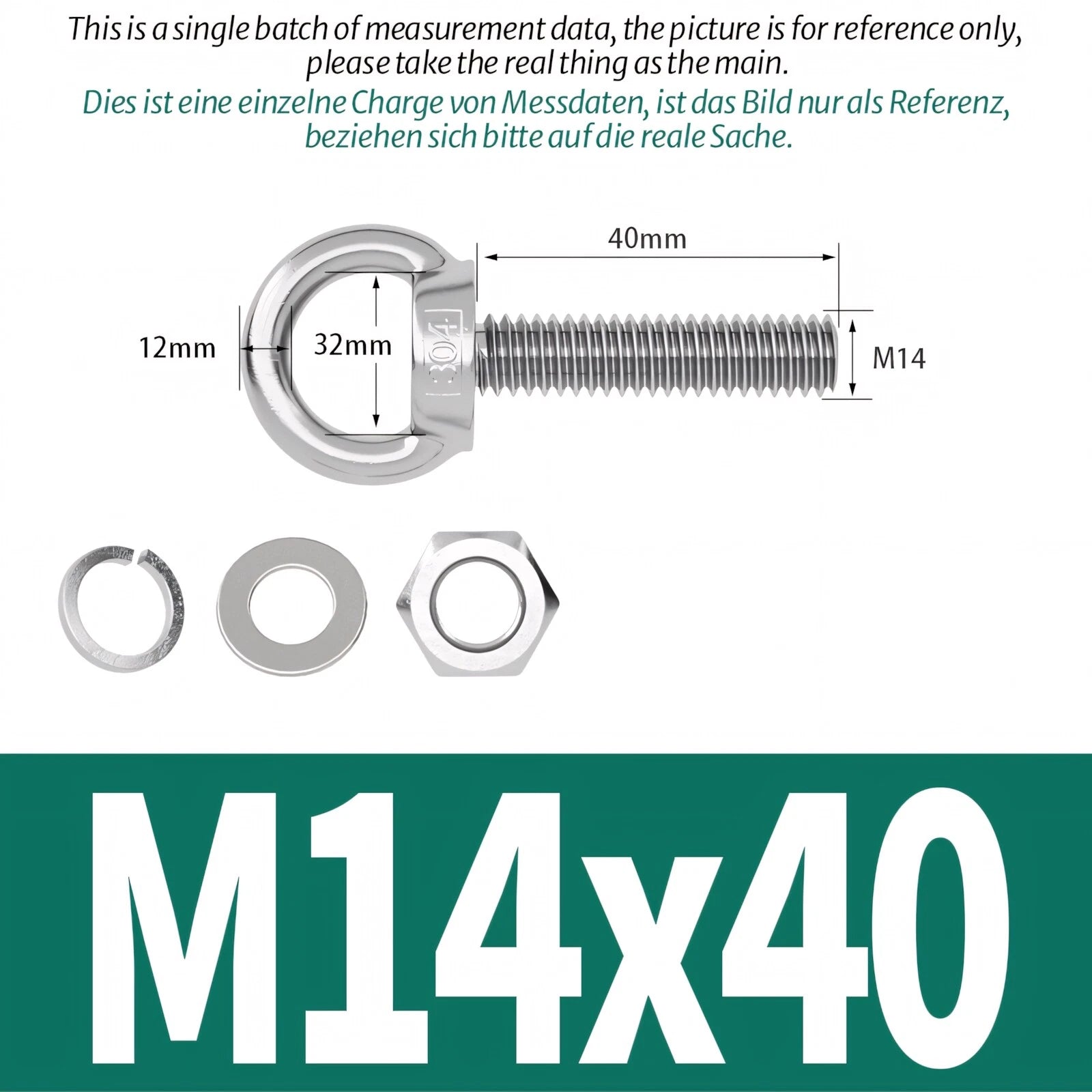 M3 M4 M5 - M20 Eye Bolts Kit Screws Nut Washer Long Boat Stainless Steel A2 304