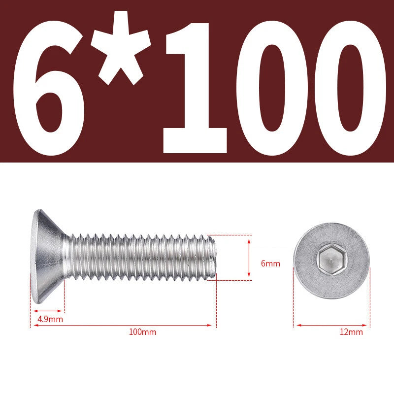 Allen Countersunk Head Screws V4A Steel Hexagon Socket Flat Head Machine Screw
