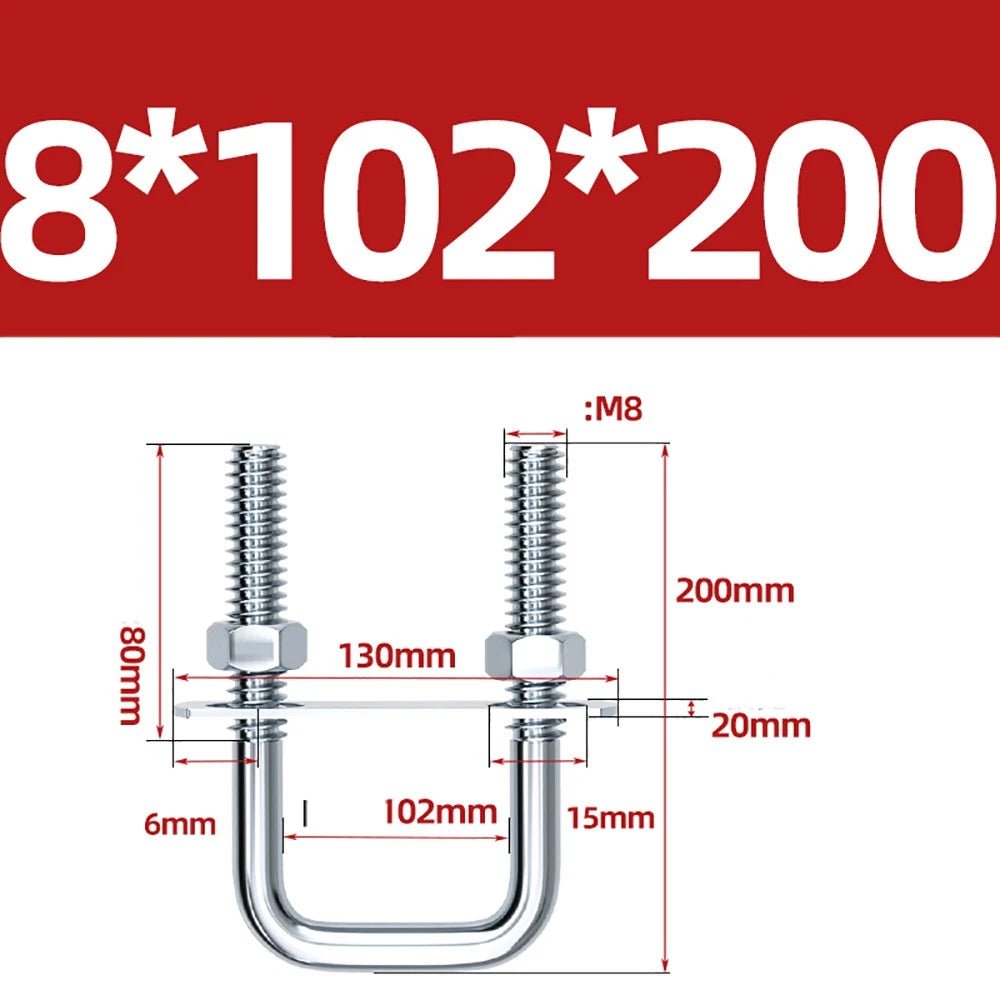 Square U - Bolts with Plate and Nuts – M6 M8 M10 M12 Zinc Plated, Trailer & Pipe Clamp Fasteners - HomeDIYer