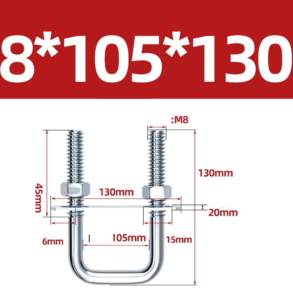 Square U - Bolts with Plate and Nuts – M6 M8 M10 M12 Zinc Plated, Trailer & Pipe Clamp Fasteners - HomeDIYer