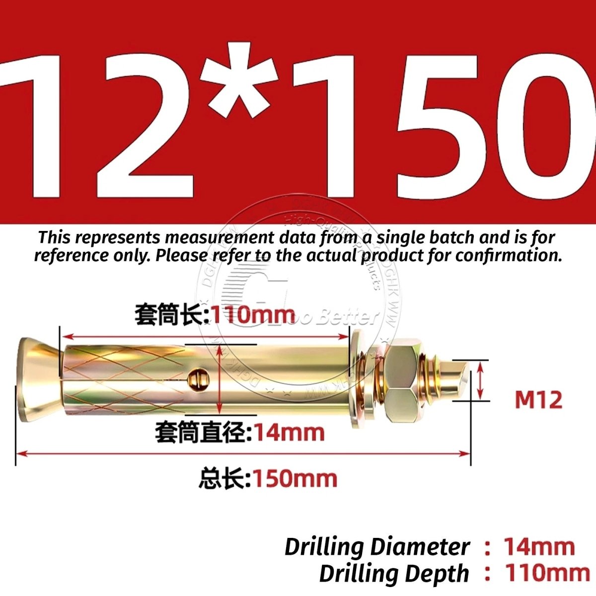 Concrete Expansion Anchor Bolts M6–M20, Extra Long Masonry Wall Screws – Iron Blue White Zinc / Iron - colour Zinc - HomeDIYer