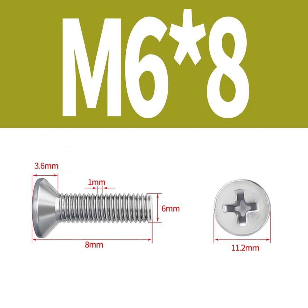 M2–M8 A4 Stainless Steel Phillips Countersunk Screws – Marine Grade, DIN 965, Fully Threaded (3–100mm)