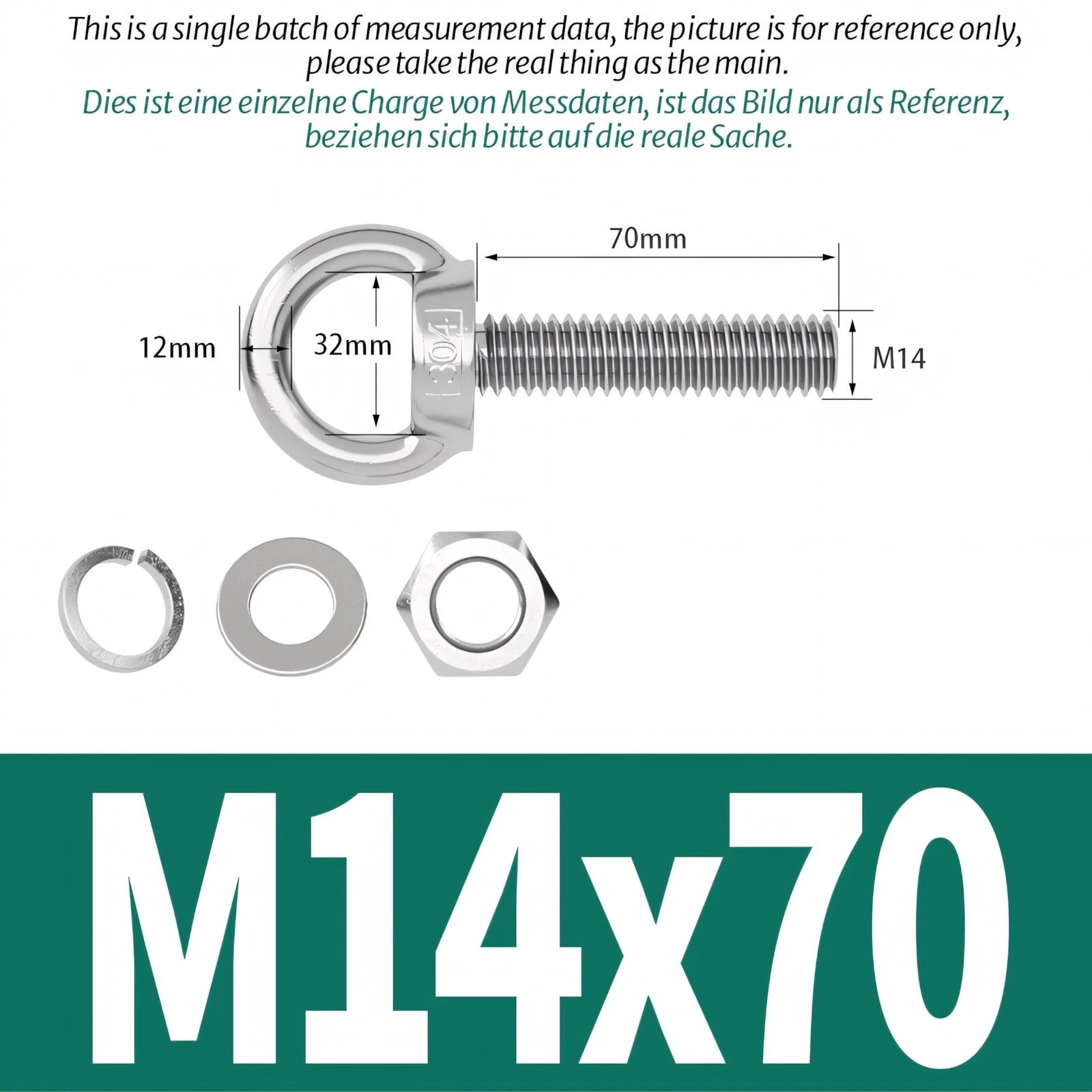 M3 M4 M5 - M20 Eye Bolts Kit Screws Nut Washer Long Boat Stainless Steel A2 304