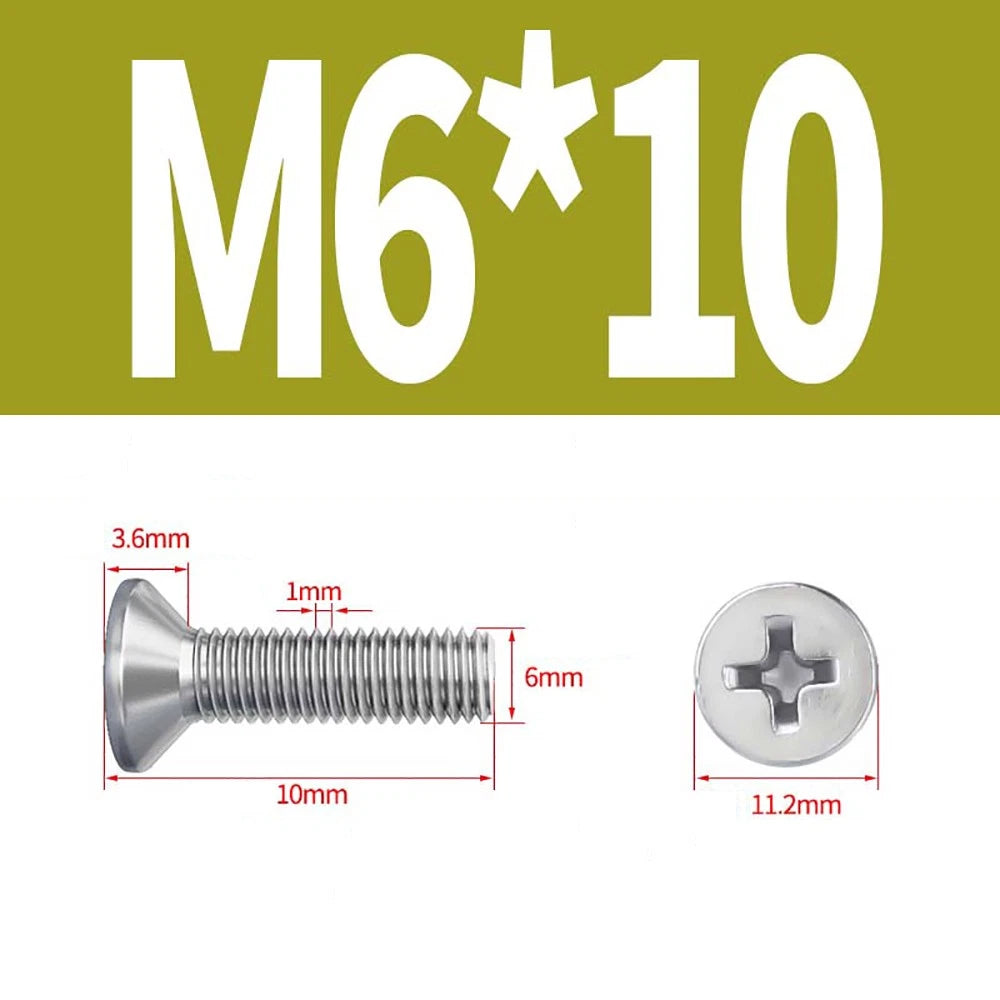 M2–M8 A4 Stainless Steel Phillips Countersunk Screws – Marine Grade, DIN 965, Fully Threaded (3–100mm)