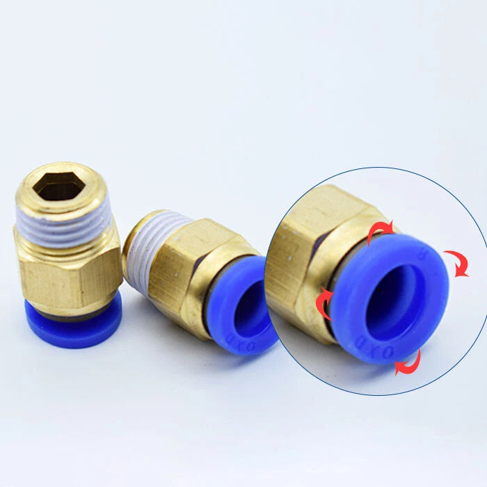 Male Stud Push-to-Connect Brass Fitting | BSPT & Metric Thread | 4mm–12mm Tube OD