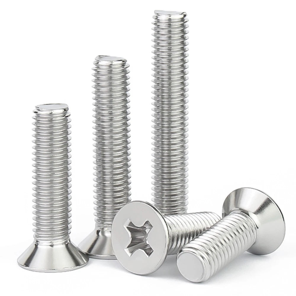 M2–M8 A4 Stainless Steel Phillips Countersunk Screws – Marine Grade, DIN 965, Fully Threaded (3–100mm)