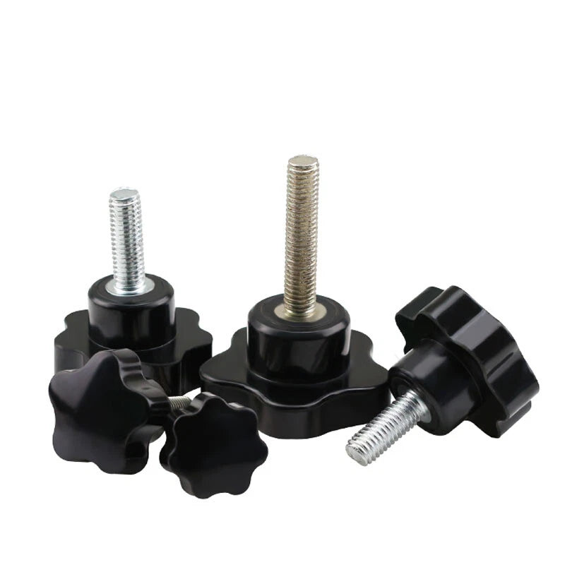 M8 Plastic Black Thumb Screw Male Thread Star Knob Grip Hand Tightening Screws