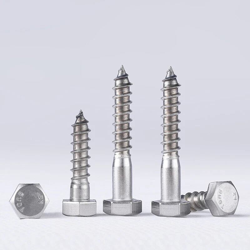 M6 M8 M10 M12 Stainless Steel A2 Screws Hex Hexagon Head Lag Bolts Wood Screw