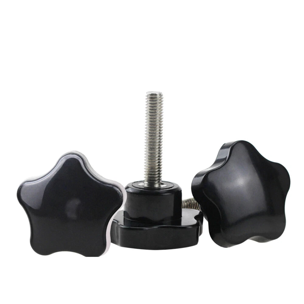 M5 M6 M8 M10 Black Plastic Pentagram Star Thumb Screws Hand Knob Bolts 15-60 mm