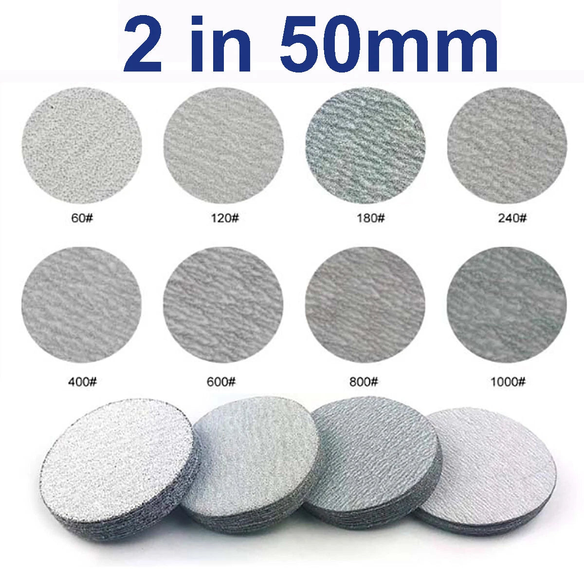 1/2/3/4/5/6/7 inch Hook & Loop Sanding Disc Orbital White Sandpaper Pads Wet Dry
