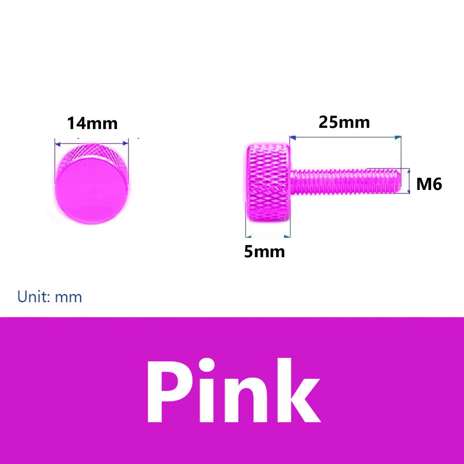 nurled Thumb Screws M6 x 25mm Aluminum Alloy DIY Hand Tighten Grip Knob Bolts