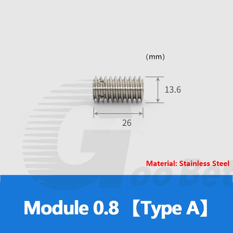 Worm Gear Wheel Module 0.8 POM Plastic 20 - 60 Tooth Worm Shaft Stainless Steel