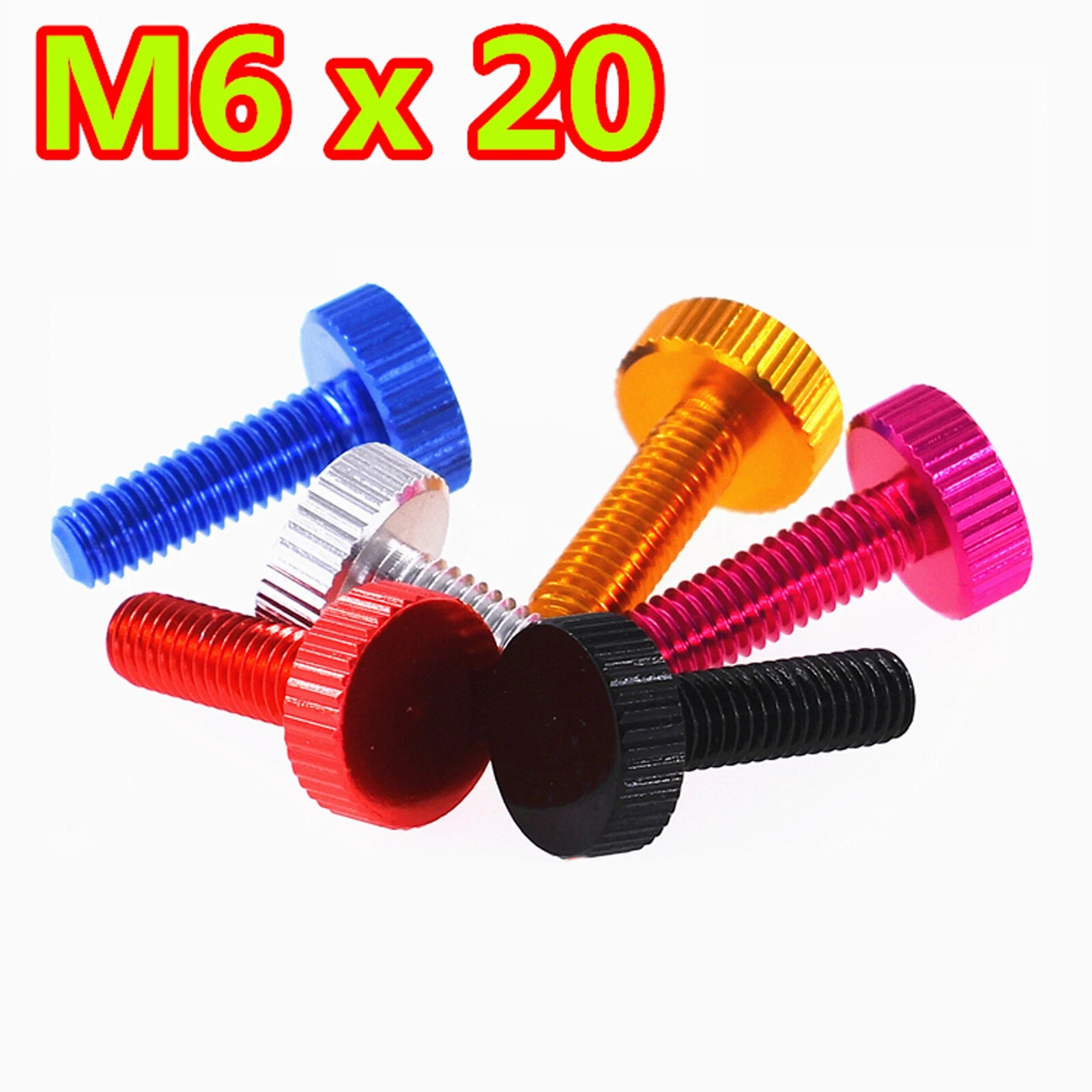 M5 M6 Knurled Thumb Screws Aluminum Alloy Multicolour Round Hand Grip Knob Bolts