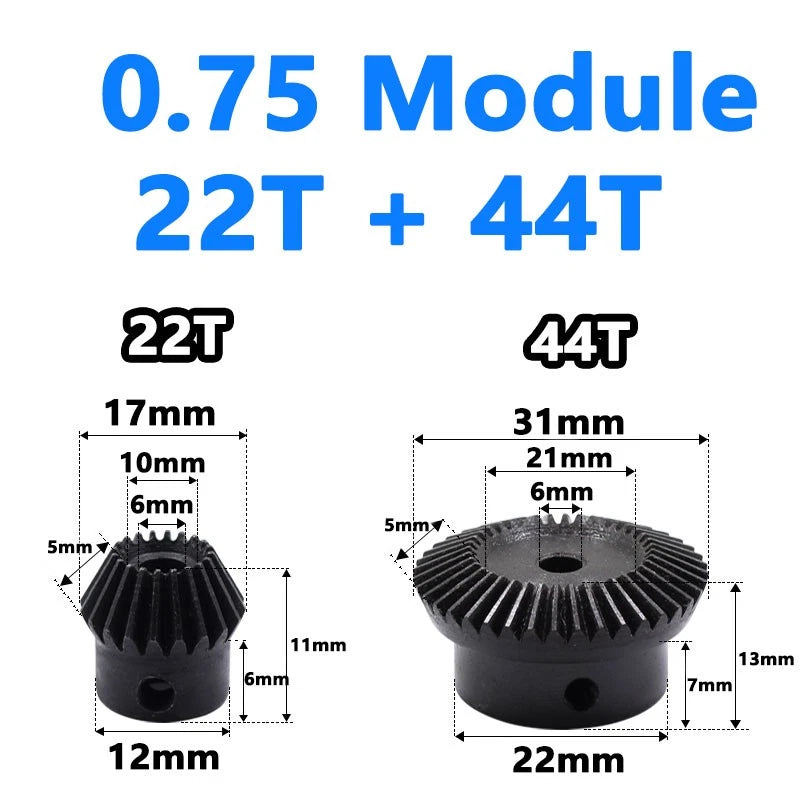 Precision Bevel Gears 0.5/1/1.5/2/2.5 Module 12/24 Teeth -35/70 Teeth Bevel Gear