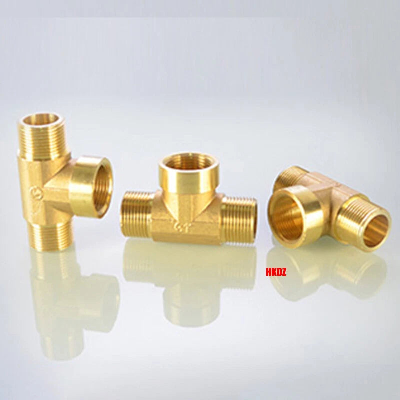 Brass T-Shape Pipe Fittings 1 2"~2" BSP Male Female Thread Tee Connector Adapter
