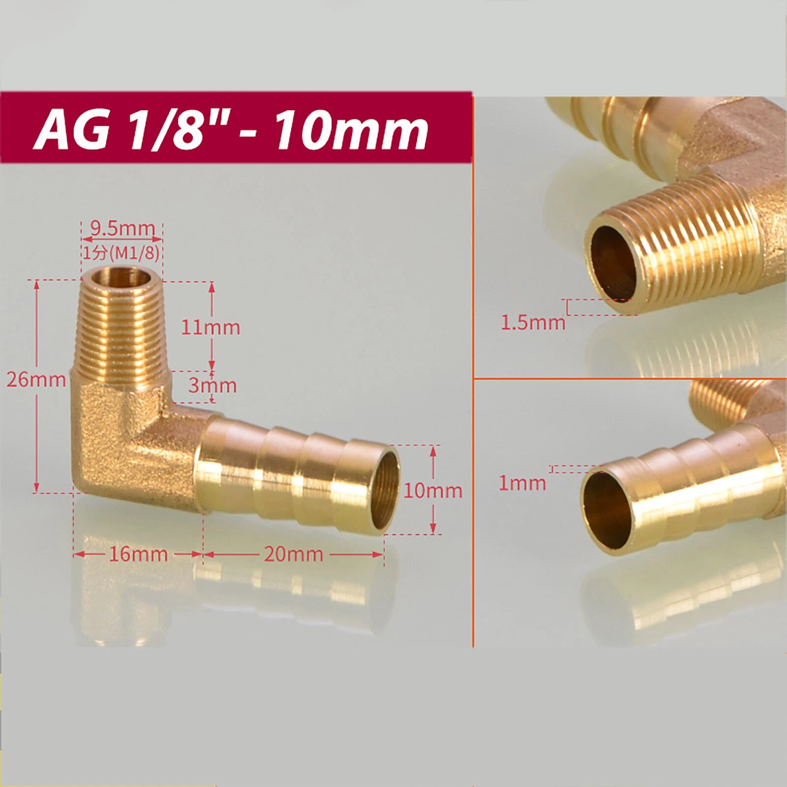 Brass 90° BSP Male Elbow x Barbed Hose Tail Fitting – Air & Water Pipe Connector
