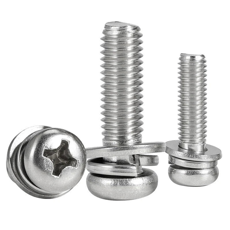 M3 M4 M5 M6 A4 Stainless Steel Bolt, Nut & Washer Set – Phillips Pan Head Marine Grade (316)