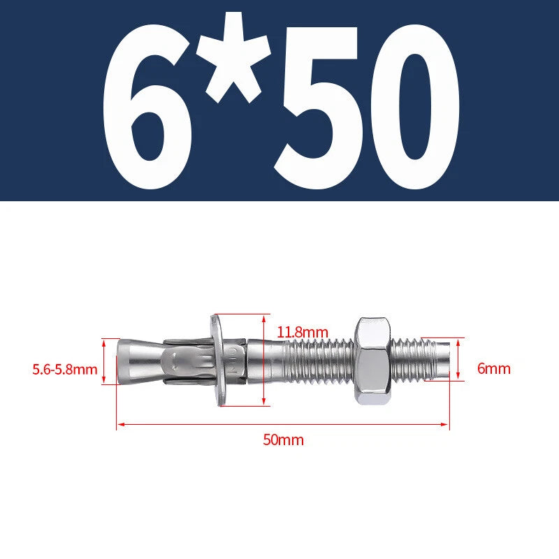 304 Stainless Steel Through Bolts Wall Expansion Anchor Bolts M6–M20