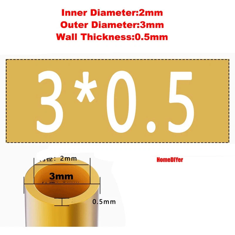 H62 Brass Round Tube — OD 2mm–100mm, Wall 0.5mm–4mm, 200mm Length