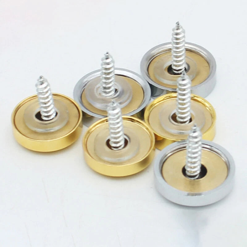 Mirror Screws Cap – Brass Chrome Decorative Cover Caps (10mm to 25mm) for Glass & Furniture – Silver/Gold