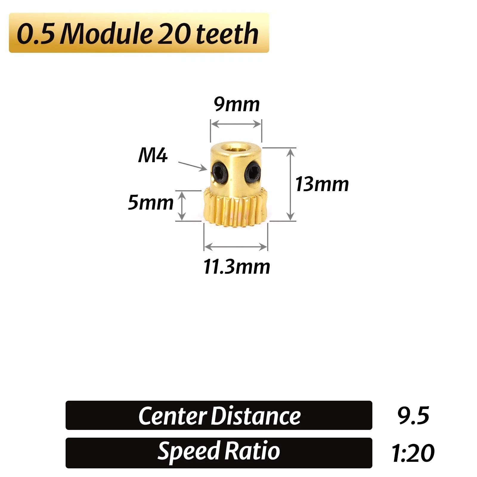 0.5/0.8/1/1.5 Module 20T to 60T Gear Copper Worm Wheel Gear & Worm Gear Shaft